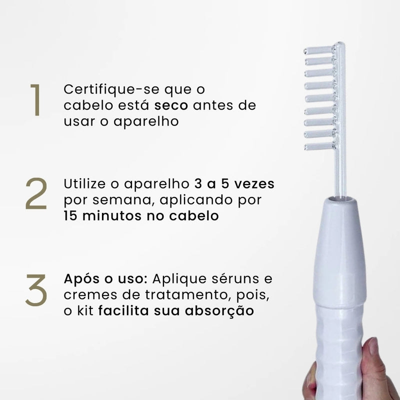 Derma Capilar™: Aparelho de Alta Frequência Profissional para Tratamento Capilar e Facial com 4 Eletrodos
