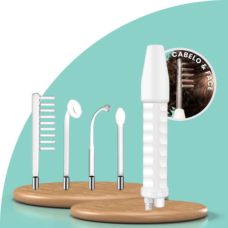 Derma Capilar™: Aparelho de Alta Frequência Profissional para Tratamento Capilar e Facial com 4 Eletrodos