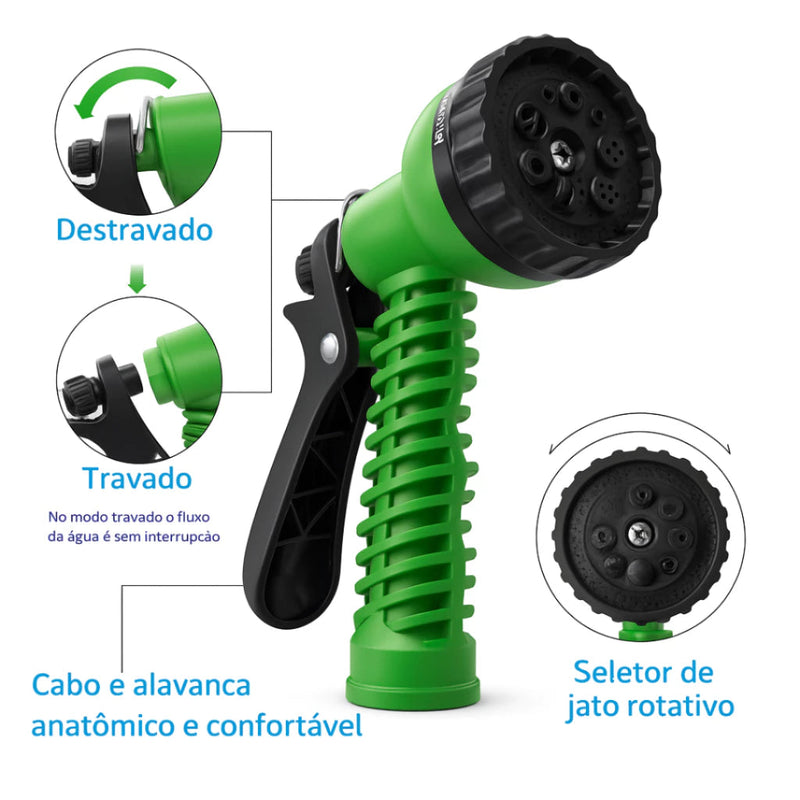 Mangueira Mágica Expansível 30 Metros com Bico Pulverizador Multiuso HidroFlex – Jardim e Limpeza