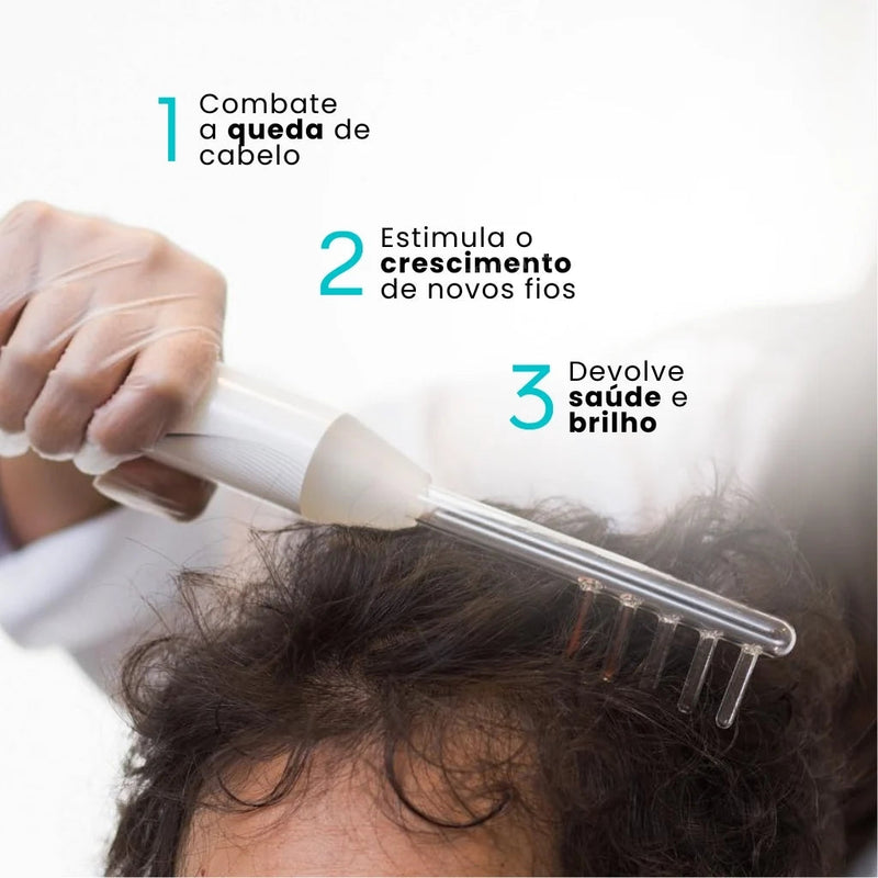 Derma Capilar™: Aparelho de Alta Frequência Profissional para Tratamento Capilar e Facial com 4 Eletrodos